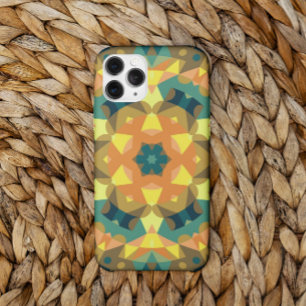 Capa Para iPhone 11 Retro Mandala Flor Laranja Amarelo e Verde