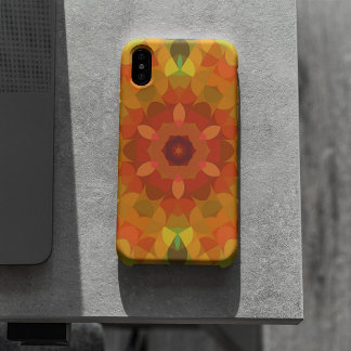 Capa Para iPhone 11 Retro Mandala Flor Laranja Amarelo e Verde