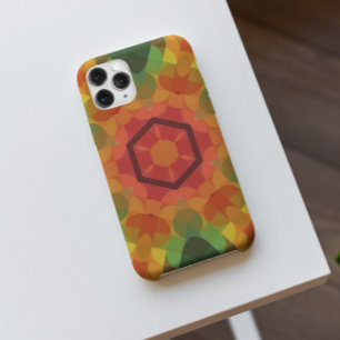 Capa Para iPhone 11 Retro Mandala Flor Laranja Amarelo e Verde