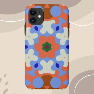 Capa Para iPhone 11 Retro Mandala Flor Laranja Azul e Amarelo