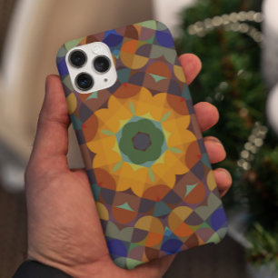 Capa Para iPhone 11 Retro Mandala Flor Laranja Azul e Verde