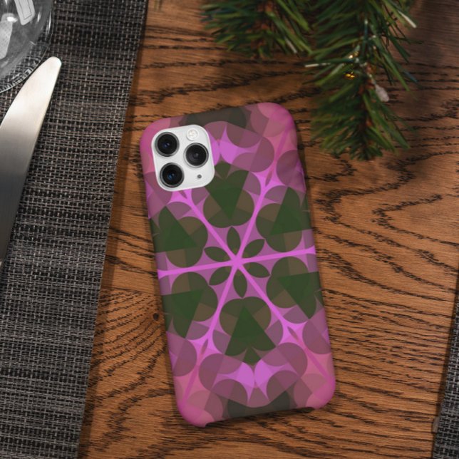 Capa Para iPhone 11 Retro Mandala Flor Rosa e Verde (Criador carregado)