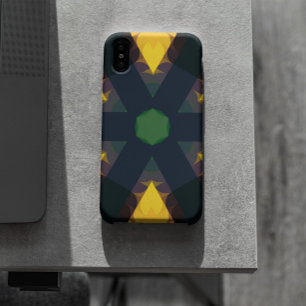 Capa Para iPhone 11 Retro Mandala Flor Verde Amarelo e Azul