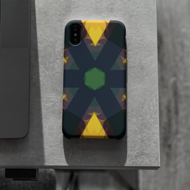 Capa Para iPhone 11 Retro Mandala Flor Verde Amarelo e Azul (Criador carregado)