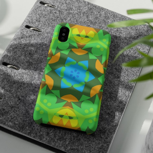 Capa Para iPhone 11 Retro Mandala Flor Verde Amarelo e Azul (Criador carregado)