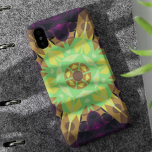 Capa Para iPhone 11 Retro Mandala Flor Verde Amarelo e Puro
