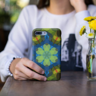 Capa Para iPhone 11 Retro Mandala Flor Verde Azul e Laranja