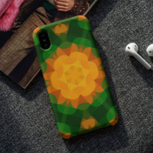 Capa Para iPhone 11 Retro Mandala Flor Verde e Laranja