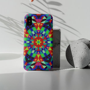 Capa Para iPhone 11 Retro Mandala Flor Vermelho Verde e Azul