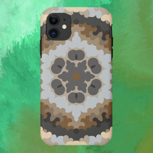 Capa Para iPhone 11 Retro Mandala Flower Brown e Tan