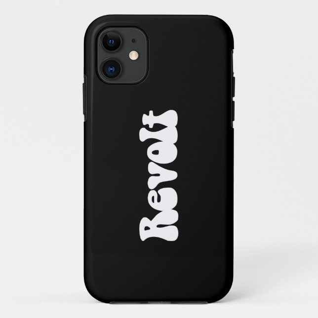 Capa Para iPhone 11 Revolta - Branco sobre Preto (Verso)