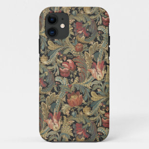 Capa Para iPhone 11 Rica Tapeçaria de Brocado Floral Vitoriana Antiga