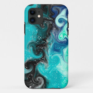 Capa Para iPhone 11 Rochas de mármore de artérias lacrimogêneas, azuis