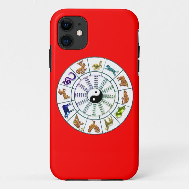 Capa Para iPhone 11 Roda Zodíaca Chinesa Sortuda, Astrologia Chinesa (Verso)