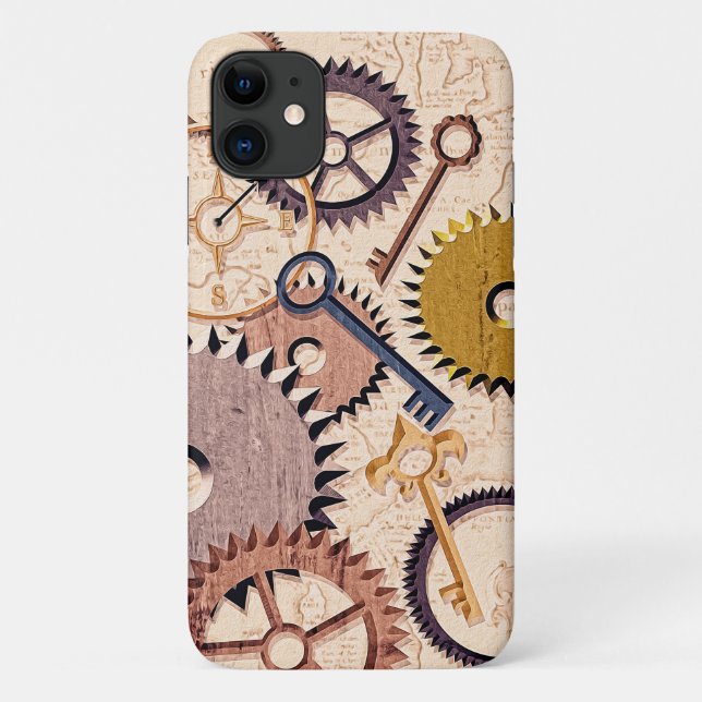 Capa Para iPhone 11 Rodas, Artes, Chaves, Tintas De Óleo De Mapas Anti (Verso)
