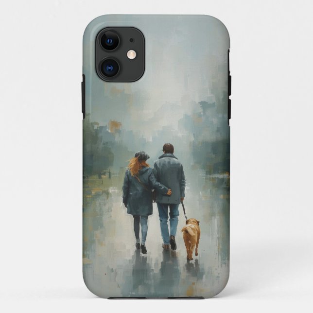 Capa Para iPhone 11 Rolagem Romântica no caso da Arte Chuva (Verso)