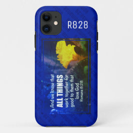 Capa Para iPhone 11 Romanos 8:28 TUDO Azul
