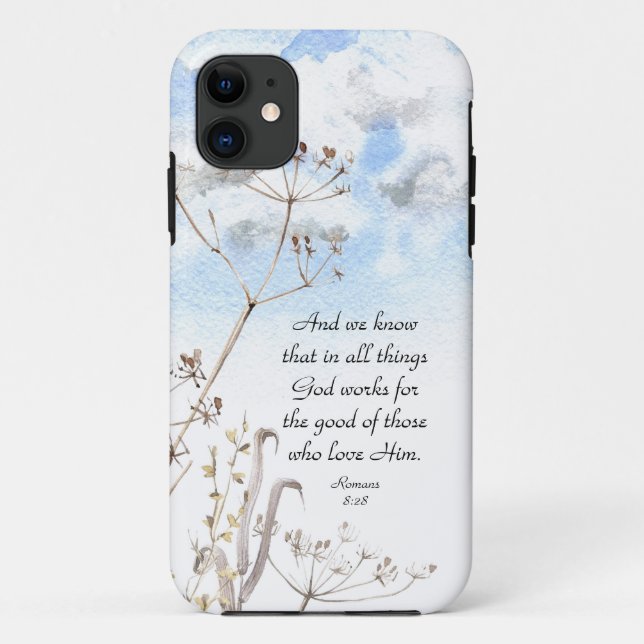 Capa Para iPhone 11 Romanos 8:28 Tudo que Deus trabalha para o bem (Verso)