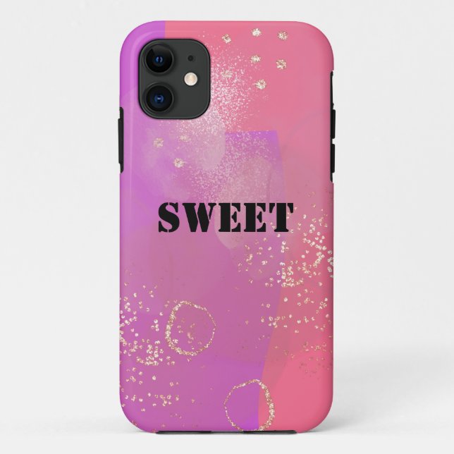 Capa Para iPhone 11 Romantic glitter pink art (Verso)