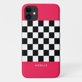 Capa Para iPhone 11 Rosa brilhante e xadrez