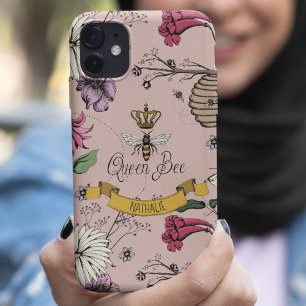 Capa Para iPhone 11 Rosa Chic Dourada, Rainha Negra e Dourada Abelha e