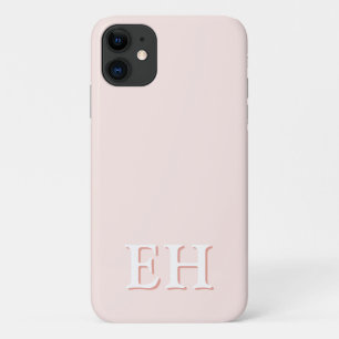 Capa Para iPhone 11 Rosa & Coral   Monograma Inicial Minimalista Moder