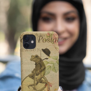 Capa Para iPhone 11 Rosa de Bicicleta Sapo de Cartão Postal Francês Vi