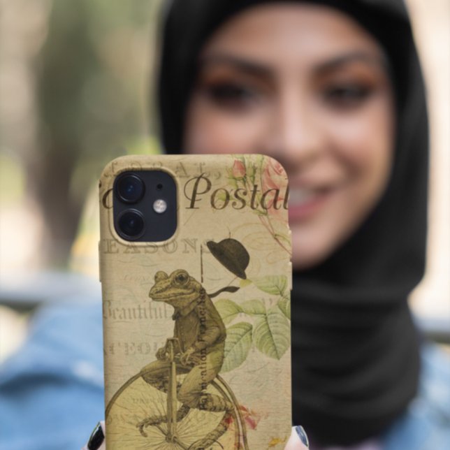 Capa Para iPhone 11 Rosa de Bicicleta Sapo de Cartão Postal Francês Vi (Criador carregado)