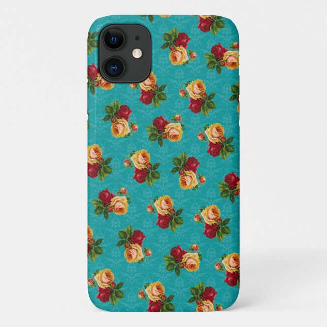 Capa Para iPhone 11 Rosa de Pêssego Vermelho Romântico - Damasco de Te (Verso)