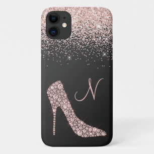 Capa Para iPhone 11 Rosa, Dourada, preto, com script de Calçado brilh