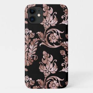 Capa Para iPhone 11 Rosa dourado, damasco, padrão, vinheta,vitoriano,