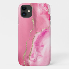 Capa Para iPhone 11 Rosa e Dourado Agate Personalizado