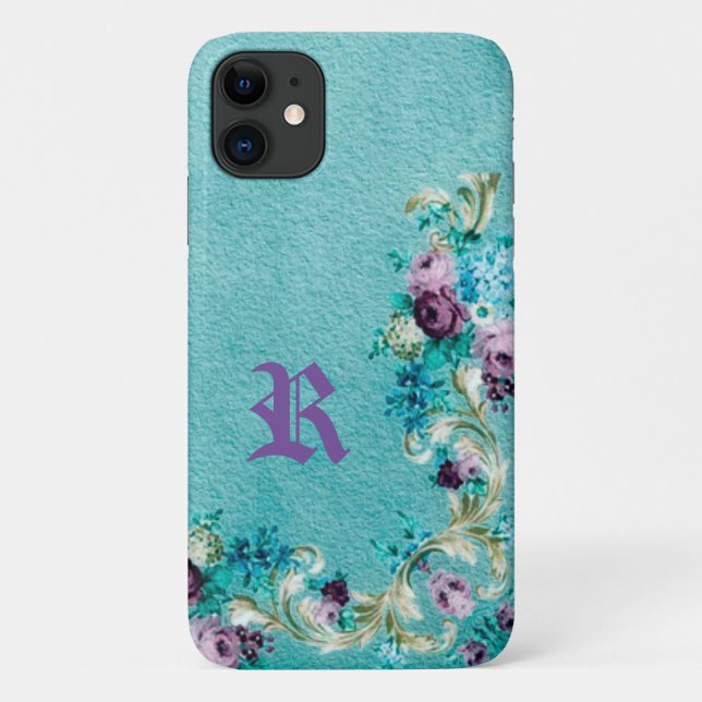 Capa Para iPhone 11 Rosa floral vitoriano elegante (Verso)