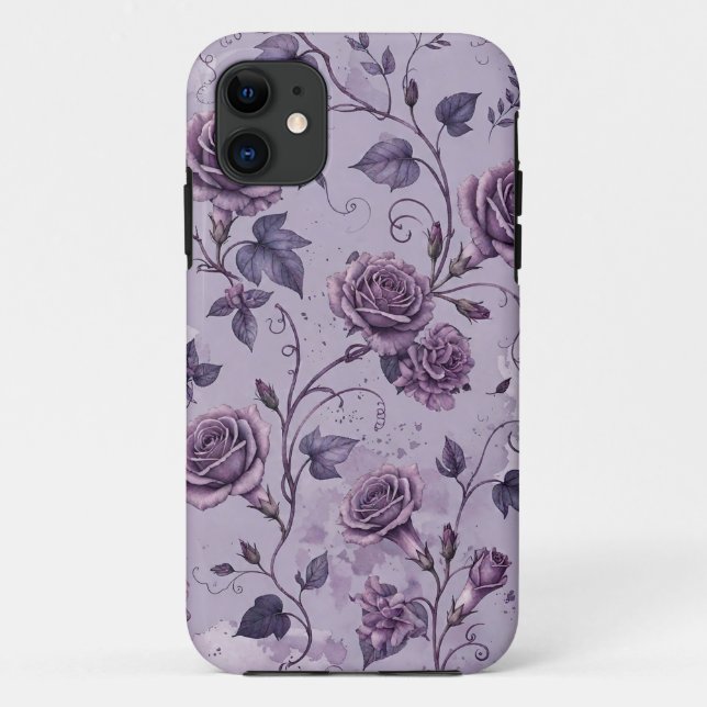 Capa Para iPhone 11 Rosa Lavanda Empoeirada Tons Sonhadores Florais  (Verso)