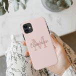 Capa Para iPhone 11 Rosa Pastel Moderno | Pessoal, Menina Inicial<br><div class="desc">Rosa Pastel Moderno | Pessoal,  Menina Inicial</div>