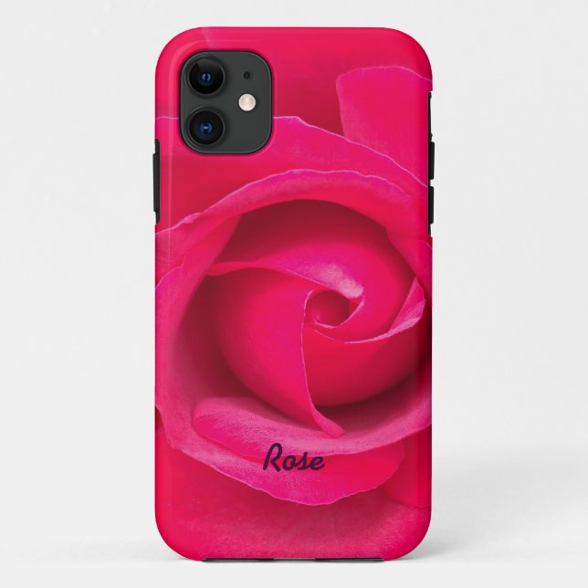 Capa Para iPhone 11 Rosa Rosa Vermelha Romântica Personalizada (Verso)