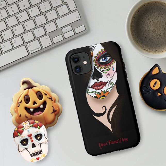 Capa Para iPhone 11 Rosa Sugar Skull (Criador carregado)