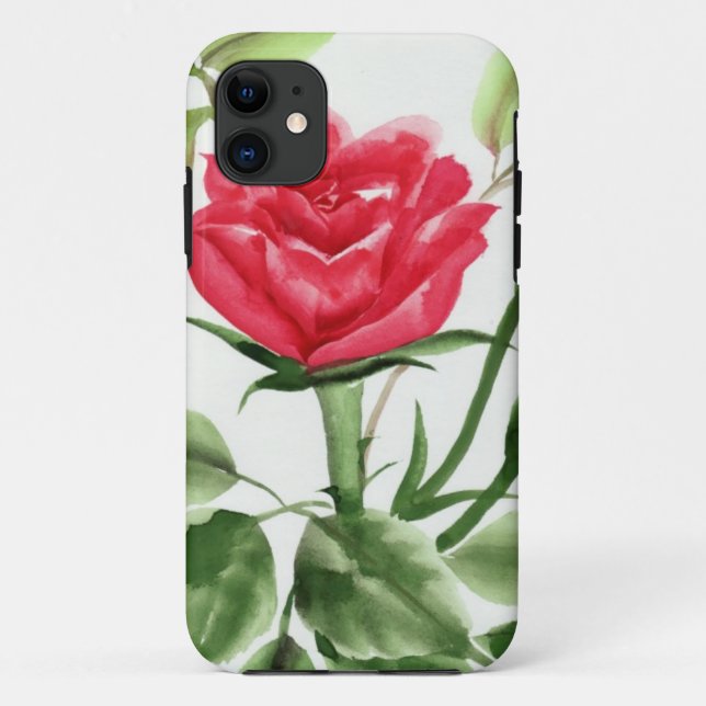 Capa Para iPhone 11 Rosa vermelha (Verso)