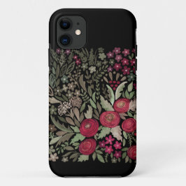 Capa Para iPhone 11 Rosas de aquarela sobre fundo preto, aquarela