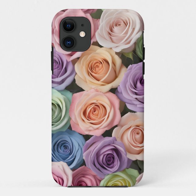 Capa Para iPhone 11 Rosas de cor de pastel (Verso)