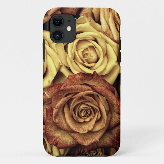 Capa Para iPhone 11 rosas do vintage (Verso)