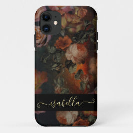 Capa Para iPhone 11 Rosas Em Cores De Vintagem De Queda Mala De Jardim