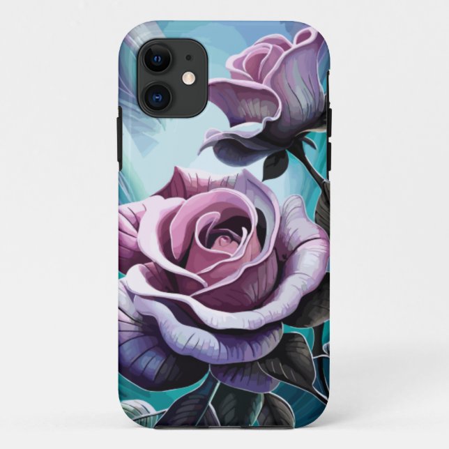 Capa Para iPhone 11 Rosas radiantes: Pétalas Perfeitamente Rosa e Púrp (Verso)