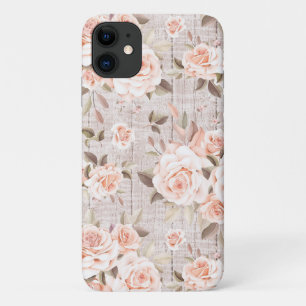 Capa Para iPhone 11 Rosas Russos de Madeira e Vintage Chique Romântic