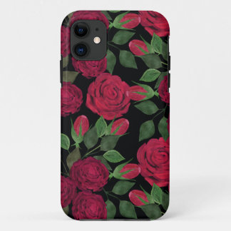 Capa Para iPhone 11 Rosas vermelhas a preto.