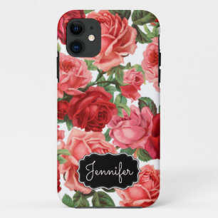 Capa Para iPhone 11 Rosas vermelhas cor-de-rosa com Elegante chic