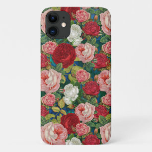 Capa Para iPhone 11 Rosas Vermelhas, Rosa E Brancas Vintage