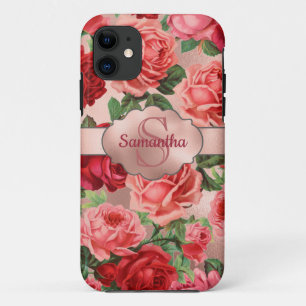 Capa Para iPhone 11 Rosas vermelhas Rosa Vintage, Elegante, Chic Nome