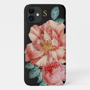 Capa Para iPhone 11 Rosas Vintage lindos com o nome Monograma