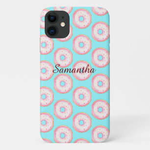 Capa Para iPhone 11 Rosquinhas de aspersão de cor rosa-d'água